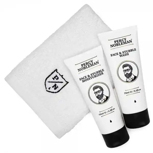 Livrare rapidă Percy Nobleman - Set pentru ingrijirea barbii Face & Stuble care (balsam, sapun si prosop)