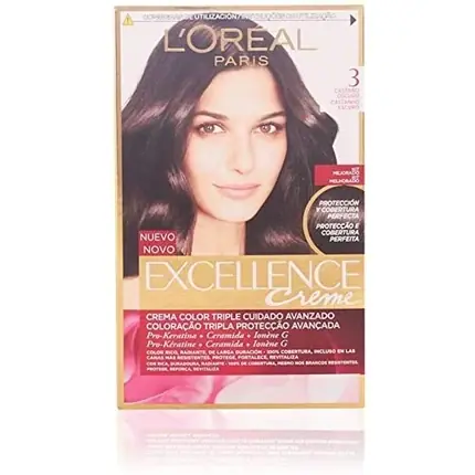 Vopsea de păr, L‘Oréal Paris, Excellence Creme, 3 Șaten Închis Premium