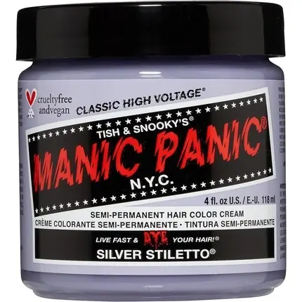Plată securizată Vopsea de păr, Manic Panic, High Voltage Silver Stiletto, 118ml