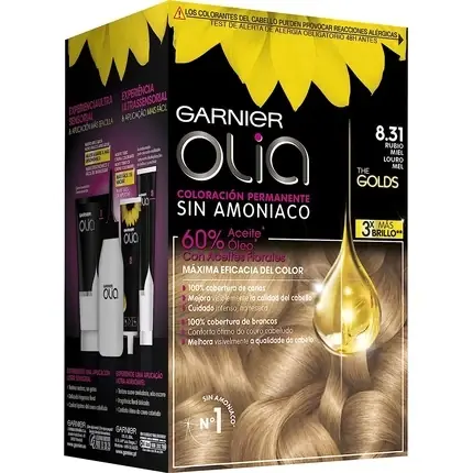 Vopsea de par permanentă, Garnier Olia, 8.31 Blond Miere, fără amoniac Vezi acum