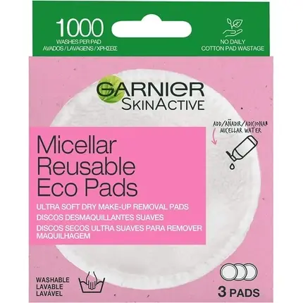 Ofertă de sezon Pads demachiante reutilizabile, Garnier, microfibra, set 3 bucati