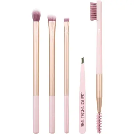 Livrare rapidă Set pensule machiaj ochi, Real Techniques, 5 piese, roz