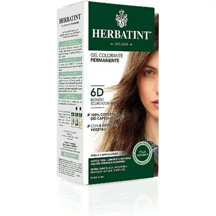 Disponibil imediat Vopsea de păr, Herbatint, 6D Blond Auriu Închis