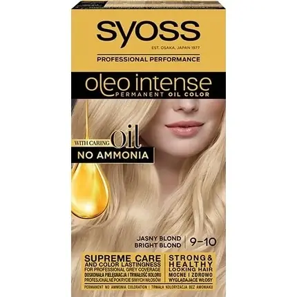 Calitate înaltă Vopsea păr permanentă, Syoss, Oleo Intense 9-10, blond deschis