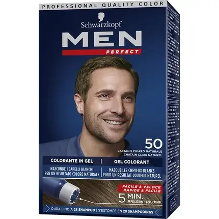 Vopsea de păr, Testanera, Men Perfect gel N50, castaniu deschis natural Preț promoțional