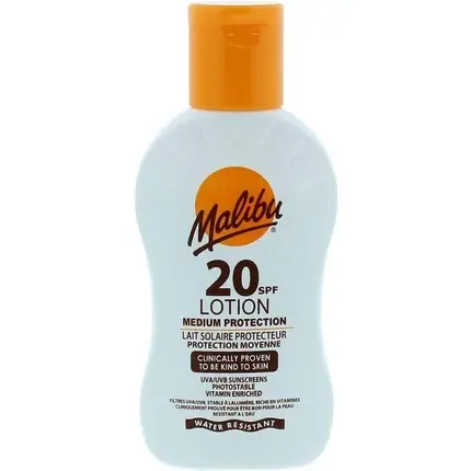 Lotiune de plaja, Malibu, SPF 20, rezistenta la apa, 100ml Premium