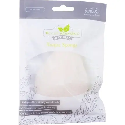 Burete Konjac Brushworks, alb, natural Ofertă