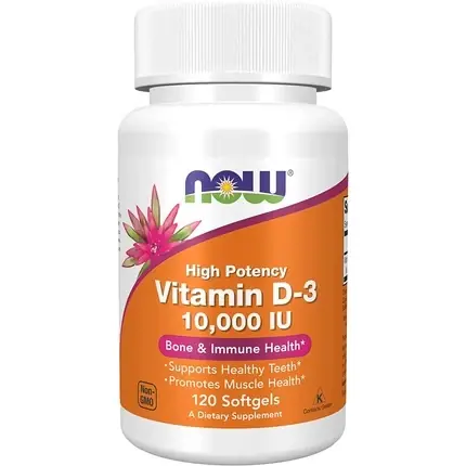 Vitamina D-3, Now, 10,000 IU, capsule moi Doar azi