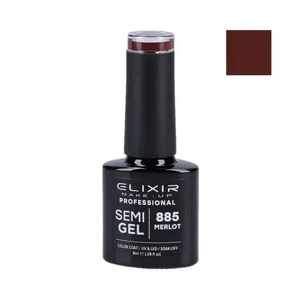Noutate Lac de unghii, Elixir, 885 Merlot, roșu închis, 8ml