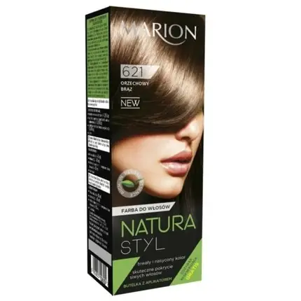 Vopsea de păr Marion Natura Styl, culoare 621 Nucă maro, ambalaj carton Reducere specială