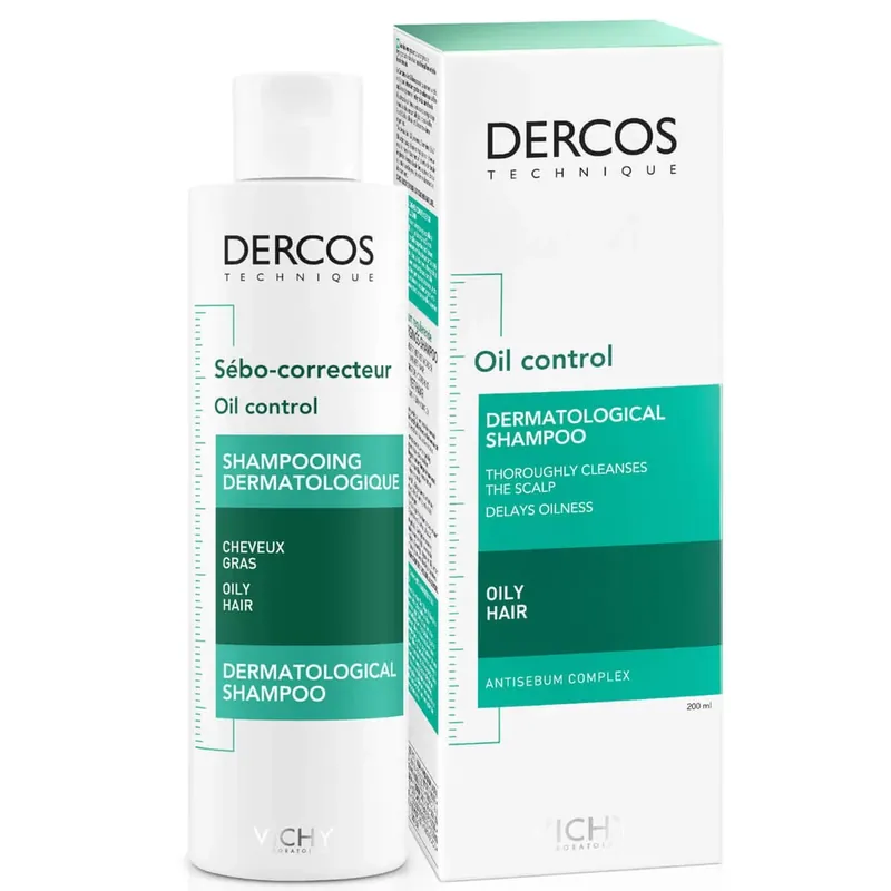 Calitate înaltă Șampon pentru păr gras Oil Correct Dercos, 200 ml, Vichy