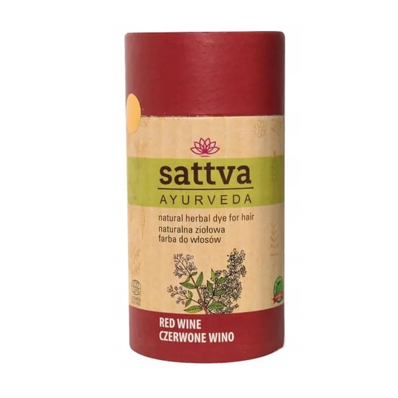 Lichidare de stoc Sattva Natural Herbal Dye Vopsea de păr pe bază de plante Red Wine, 150g