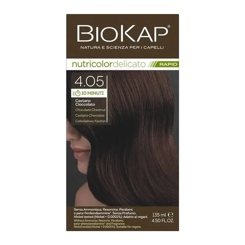 Ieftin Biokap Nutricolor Delicato Rapid, vopsea de păr 4.05 ciocolată castan, 135 ml