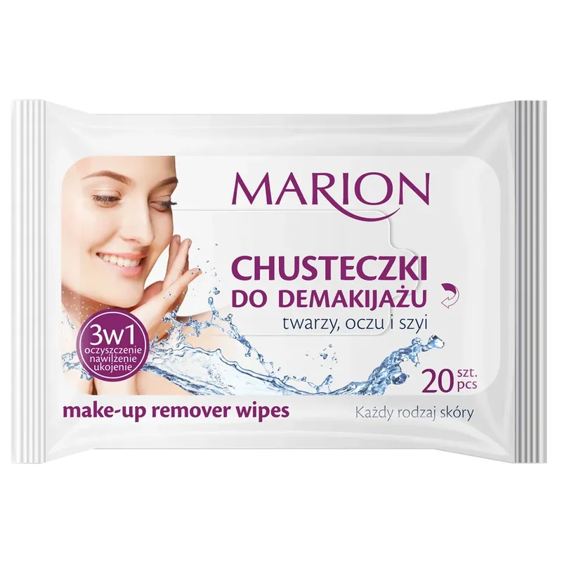 Marion, șervețele demachiante pentru față, ochi, gât, 20 bucăți Ultima șansă
