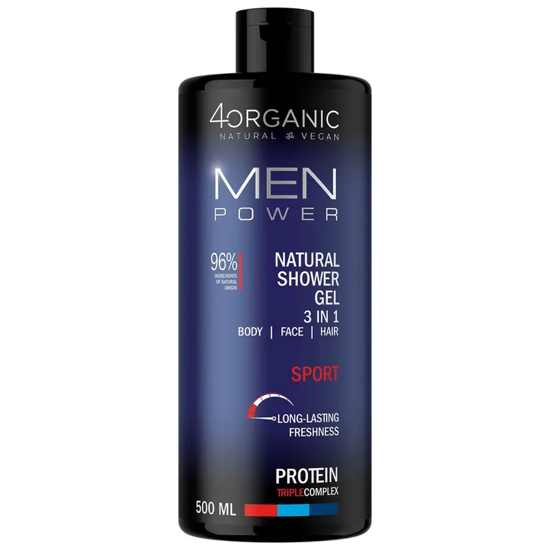 4Organic Men Power, gel de duș natural 3in1, Sport, 500 ml Discount