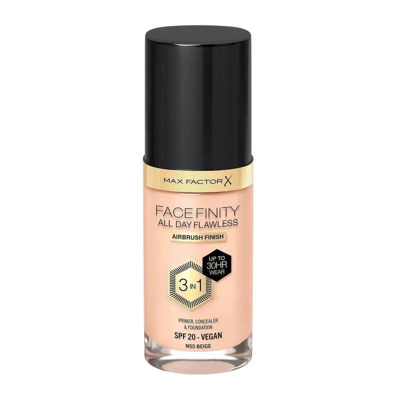 Comandă acum Max Factor Facefinity All Day Flawless 3-in-1 Fond de ten lichid N55 Beige, 30ml