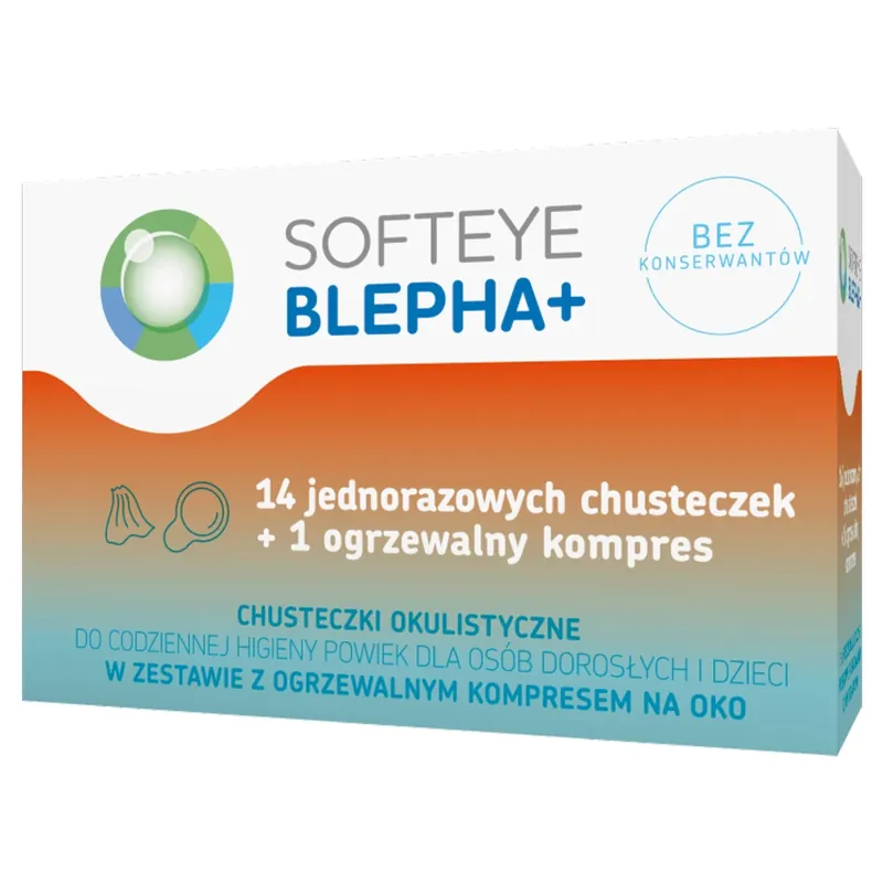 Preferatul clienților Softeye Belpha +, șervețele oftalmice, 14 bucăți + compresă ochi încălzită, 1 buc