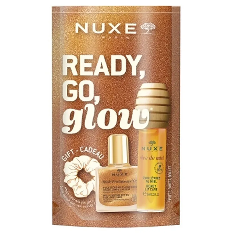 Ieftin Nuxe Rêve de Miel Cremă de buze cu miere 10 ml + Ulei Prodigieux Or 10 ml + un elastic pentru păr cadou
