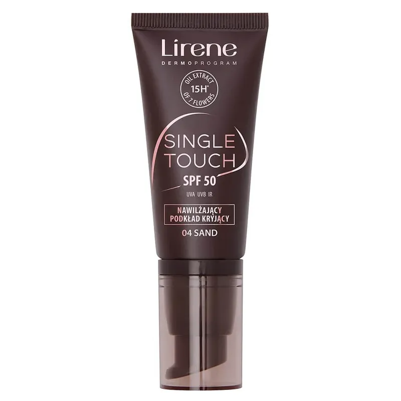 Fond de ten opac hidratant Lirene Single Touch SPF50 04 Sand, 30 ml Super ofertă