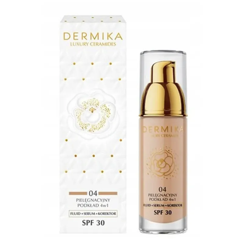Calitate înaltă Dermika Luxury Ceramides, fond de ten 4 în 1, SPF 30, nuanța 04, 30 ml