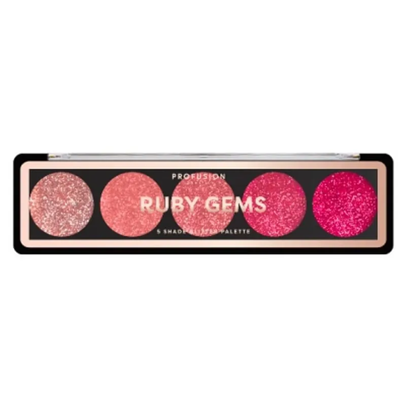 Profusion Cosmetics Paletă de farduri de ochi Glitter Ruby Gems, 5 nuanțe Preț mic
