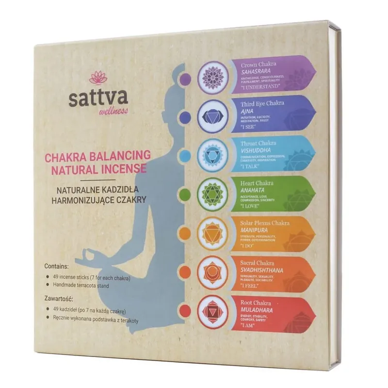 Tămâie naturală Sattva Chakra Balancing Tămâie pentru armonizarea chakrelor, 49 bucăți Reducere de preț